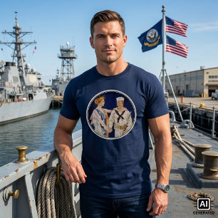 T-shirt Patriotisme vintage, Lady Liberty avec Marine Seam