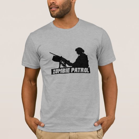 T-shirt Patrouille de zombi - sur l'arme à feu (Devant)