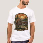 T-shirt Patte brodée extérieure Construire plus de castors (Devant)