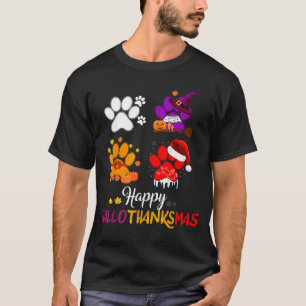 T-shirt Patte de chien Mignon Joyeux Hallothanksmas