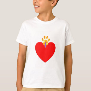 T-shirt Patte de compagnie dorée sur cœur rouge
