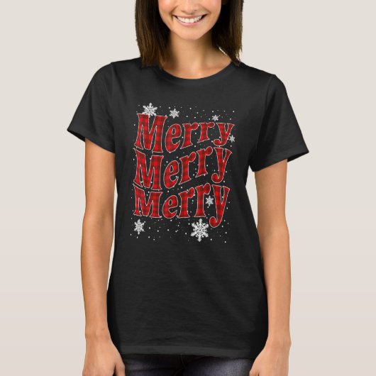 T-shirt Pattern Letter Merry Christmas Xmas (Devant)