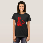 T-shirt Pattern Red Hearts Cat Lovers Valentine's Day (Devant entier)