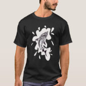 T-shirt Patterned exotic shark artwork black and white Meh (Devant)