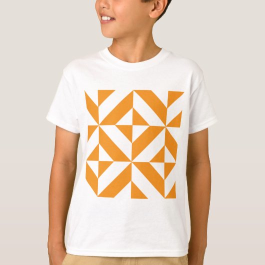 T-shirt Patters de Burnt Orange Geometric Deco Cube (Devant)
