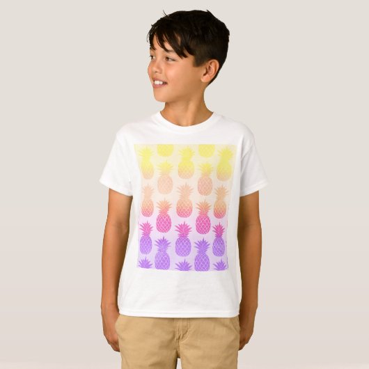 T-shirt Patters de Girly Topical Rainbow Summer Pineapples (Devant entier)