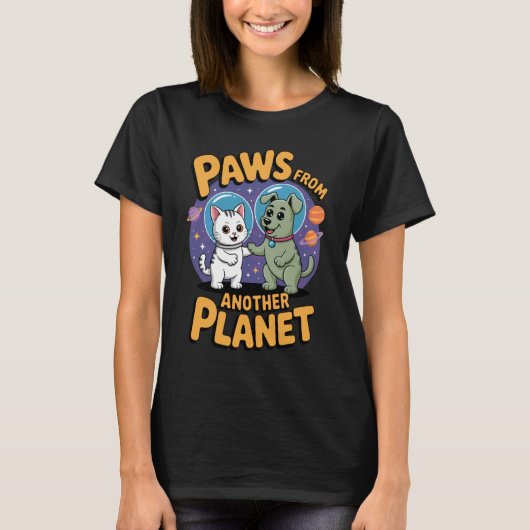 T-shirt Pattes de la planète drôle de chat alien spatial (Devant)
