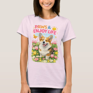 T-shirt Pattes et profitez de la vie – Joli modèle de Corg