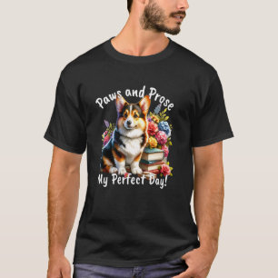 T-shirt Pattes et Prose Corgi Amateur de Livres Cadeau de