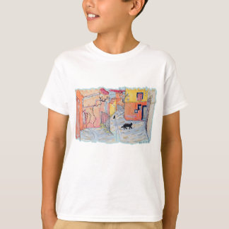 T-shirt Pattes noires dans une ruelle inondée de soleil