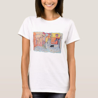 T-shirt Pattes noires dans une ruelle inondée de soleil