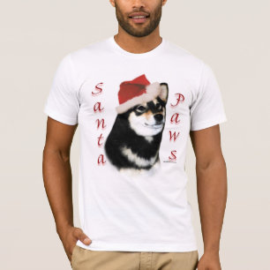 T-shirt Pattes noires de Shiba Inu Père Noël