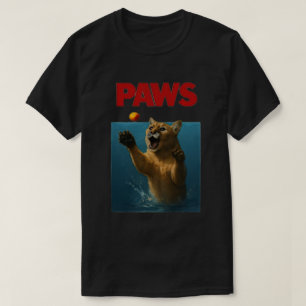 T-shirt Pattes Parodie Cougar Noir Chassant une Souris Mig