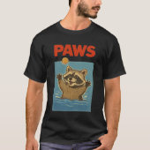 T-shirt Pattes Parodie Raton laveur noir poursuivant une s (Devant)