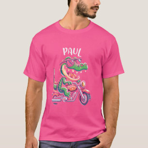 T-shirt Paul Funny Alligator Conception de moto pour garço