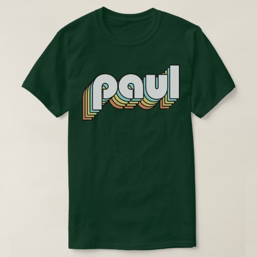T-shirt Paul Retro Typographie arc-en-ciel style défraîchi (Design devant)