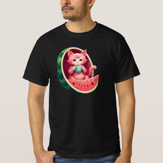 T-shirt Pause café Chat Pastèque (Devant)