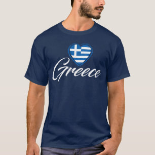 T-shirt Pavillon de coeur de Grèce Bleu de marine