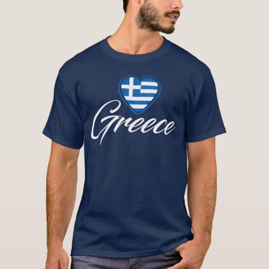 T-shirt Pavillon de coeur de Grèce Bleu de marine (Devant)