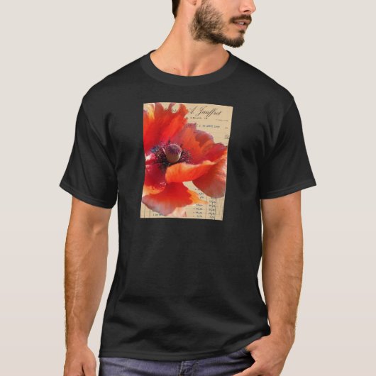 T-shirt Pavot et art numérique d'éphémères (Devant)