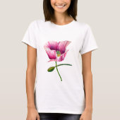 T-shirt Pavot rose aquarelle jolie fleur (Devant)