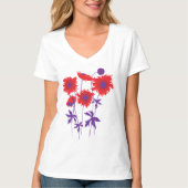 T-shirt Pavots en lambeaux graphiques stylisés rouges et (Devant)