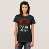 T-shirt Paw Bear Pajama de Noël Rouge Plaid Buffalo Famill (Devant entier)