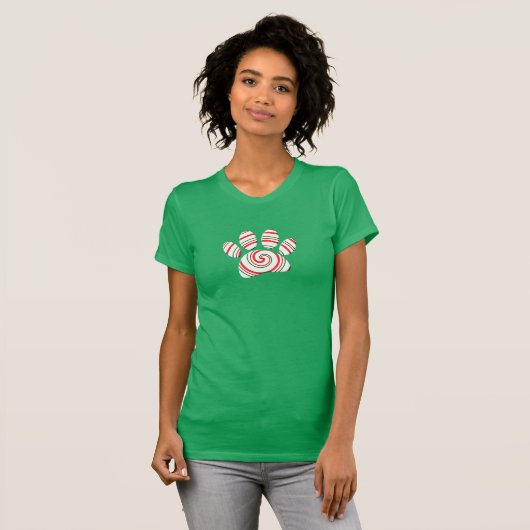 T-shirt Paw Chien Pâte Peppermenthe En Rouge Vert Blanc (Devant entier)