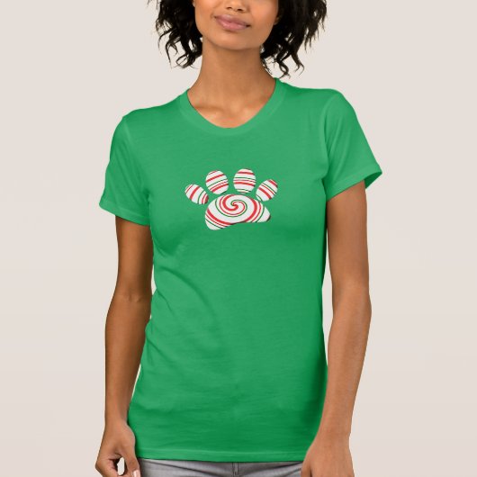 T-shirt Paw Chien Pâte Peppermenthe En Rouge Vert Blanc (Devant)
