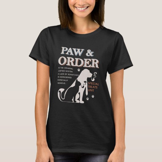 T-shirt Paw Et Commandez Unité Feline Spéciale Animaux De (Devant)