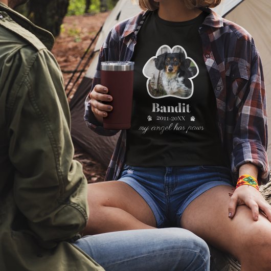 T-shirt Paw Frame Pet Photo Ajouter un nom Memorial