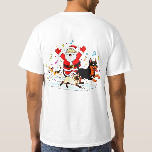T-shirt Paw-sitive Purr-suit: Santa’s Joyful Chase (Dos)