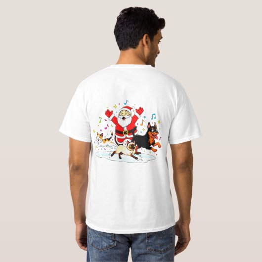 T-shirt Paw-sitive Purr-suit: Santa’s Joyful Chase (Dos entier)