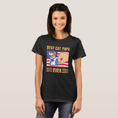 T-shirt Paw Touching Hand US Flag America Best Cat Papa Ev (Devant entier)