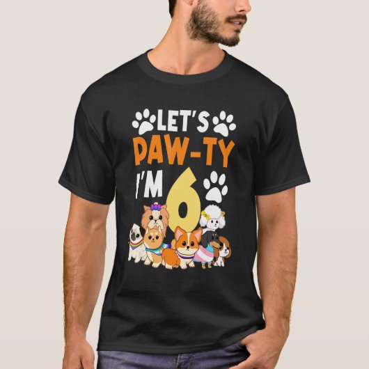 T-shirt Paw Ty J'ai 6 Anniversaire fête 6ème Anniversaire (Devant)