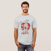 T-shirt Pawfect Valentine - adorable chiot Jindo blanc (Devant entier)