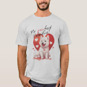 T-shirt Pawfect Valentine - adorable chiot Jindo blanc (Devant)