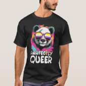 T-shirt Pawfectly Queer  Panda With Sunglasses Non Binary  (Devant)