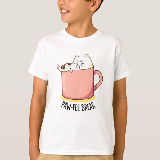 T-shirt Pawfee Break Funny Cat Pun de café (Devant)