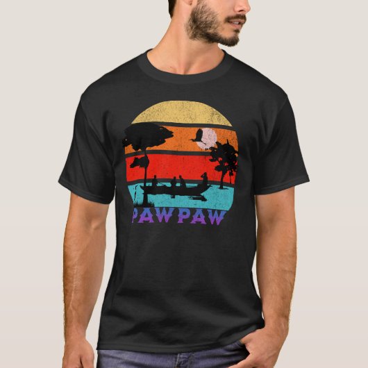 T-shirt Pawpaw Retro Sunset Ocean Grand-père (Devant)