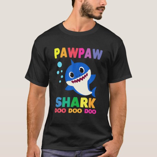 T-shirt Pawpaw Shark Cadeau mignon bébé requin famille Cor (Devant)