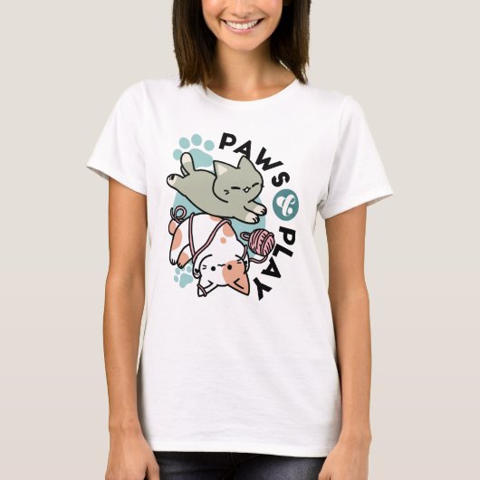 T-shirt Paws and Play – Adorable Cat Illustration (Devant)