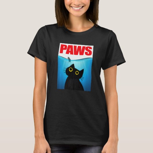 T-shirt Paws Cat and Mouse Cute Black Cat (Devant)