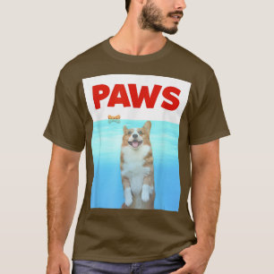 T-shirt Paws Chien Parodie 80s Corgi Shark Funny Chien Cad