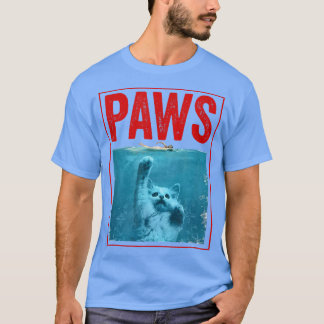 T-shirt PAWS Drôle Chat Kitten Pour Requin Et Amoureux de