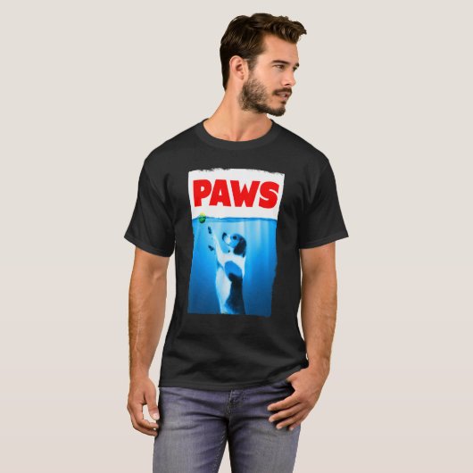 T-shirt Paws Jaws Chien Et Tennis Ball Pour Les Hommes Fon (Devant entier)