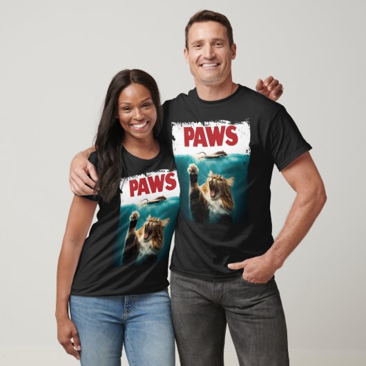 T-shirt PAWS Parodie Souris Chat Humoristique Chat Chasse  (Unisexe)