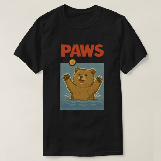 T-shirt Paws Parody Black bear Chasing Cute Scared Mouse (Design devant)