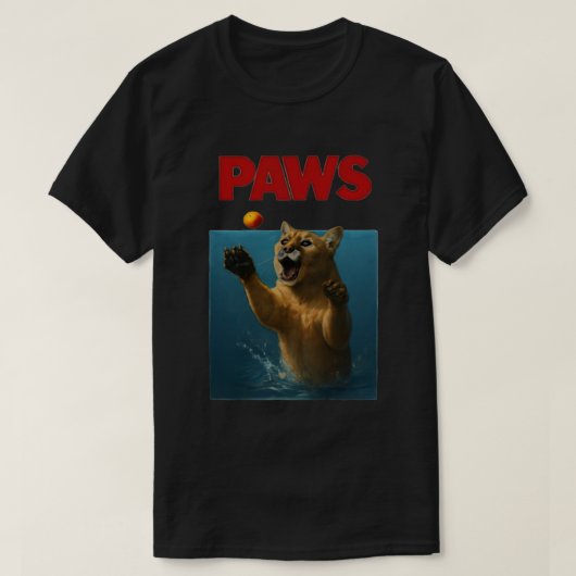 T-shirt Paws Parody Black CougarChasing Cute Scared Mouse  (Design devant)