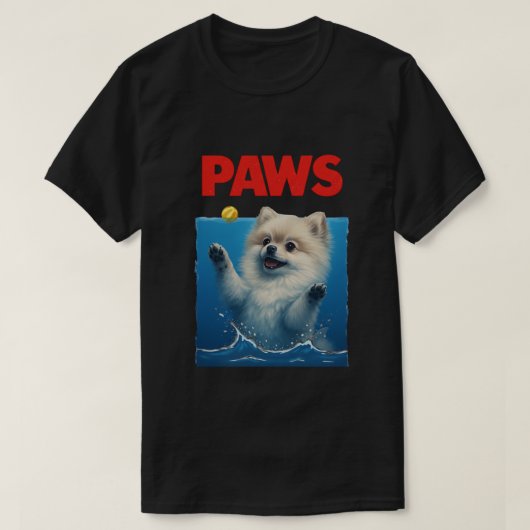 T-shirt Paws Parody Black dog Chasing a Cute Scared Mouse (Design devant)